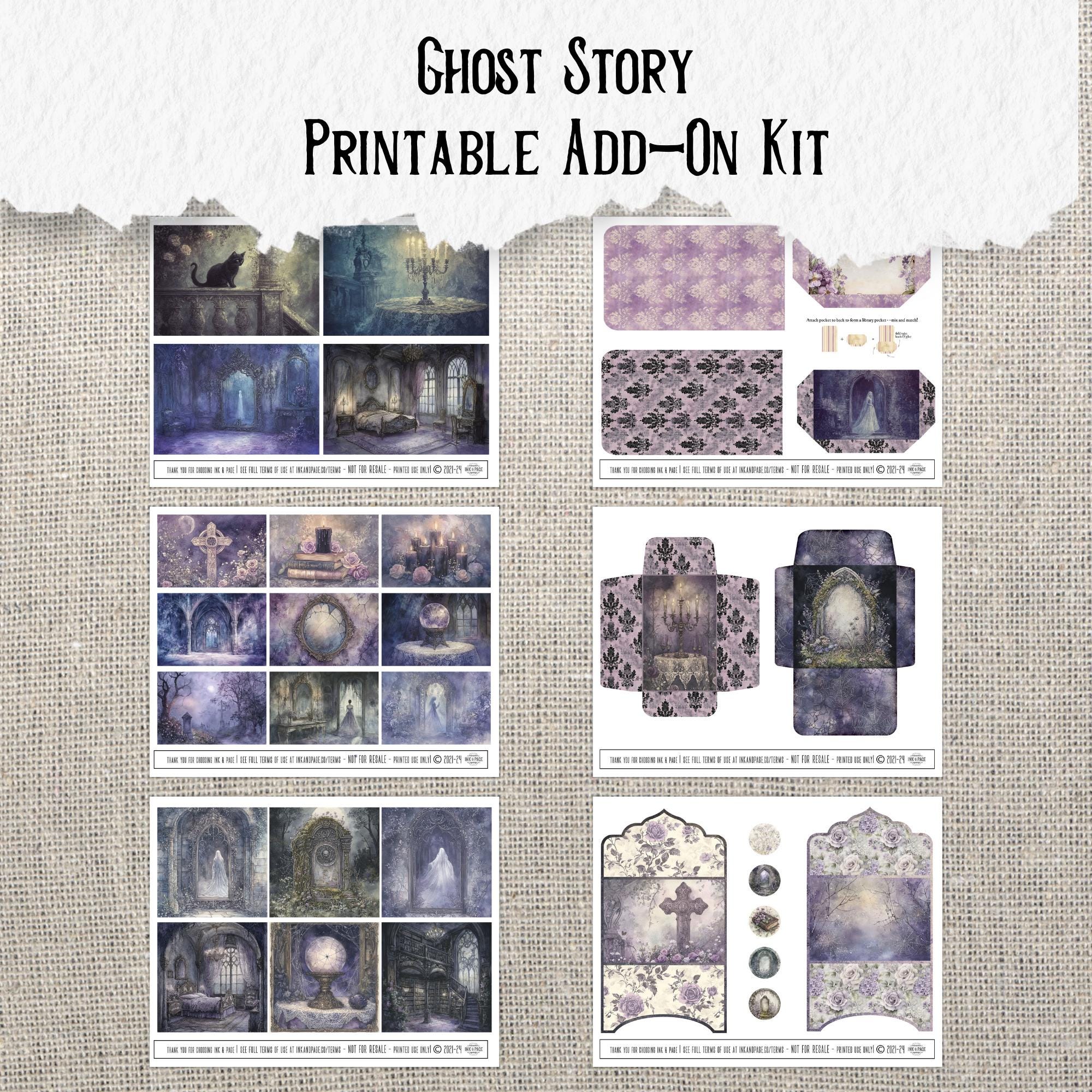 Ghost Story Printable Ephemera Add-on Junk Journal Kit Haunted House ...