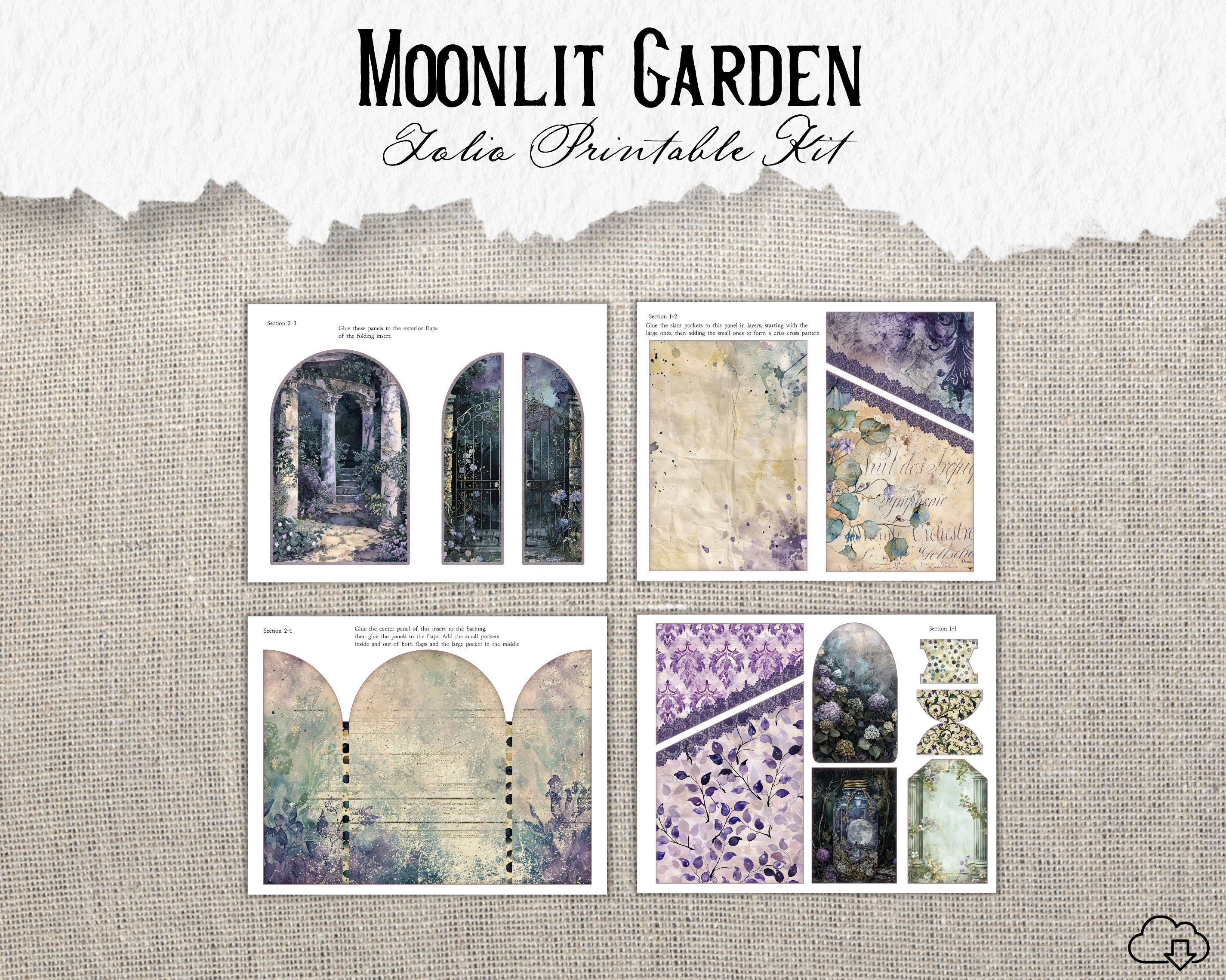 Moonlit Garden Folio Printable Junk Journal Ephemera Celestial Digital ...