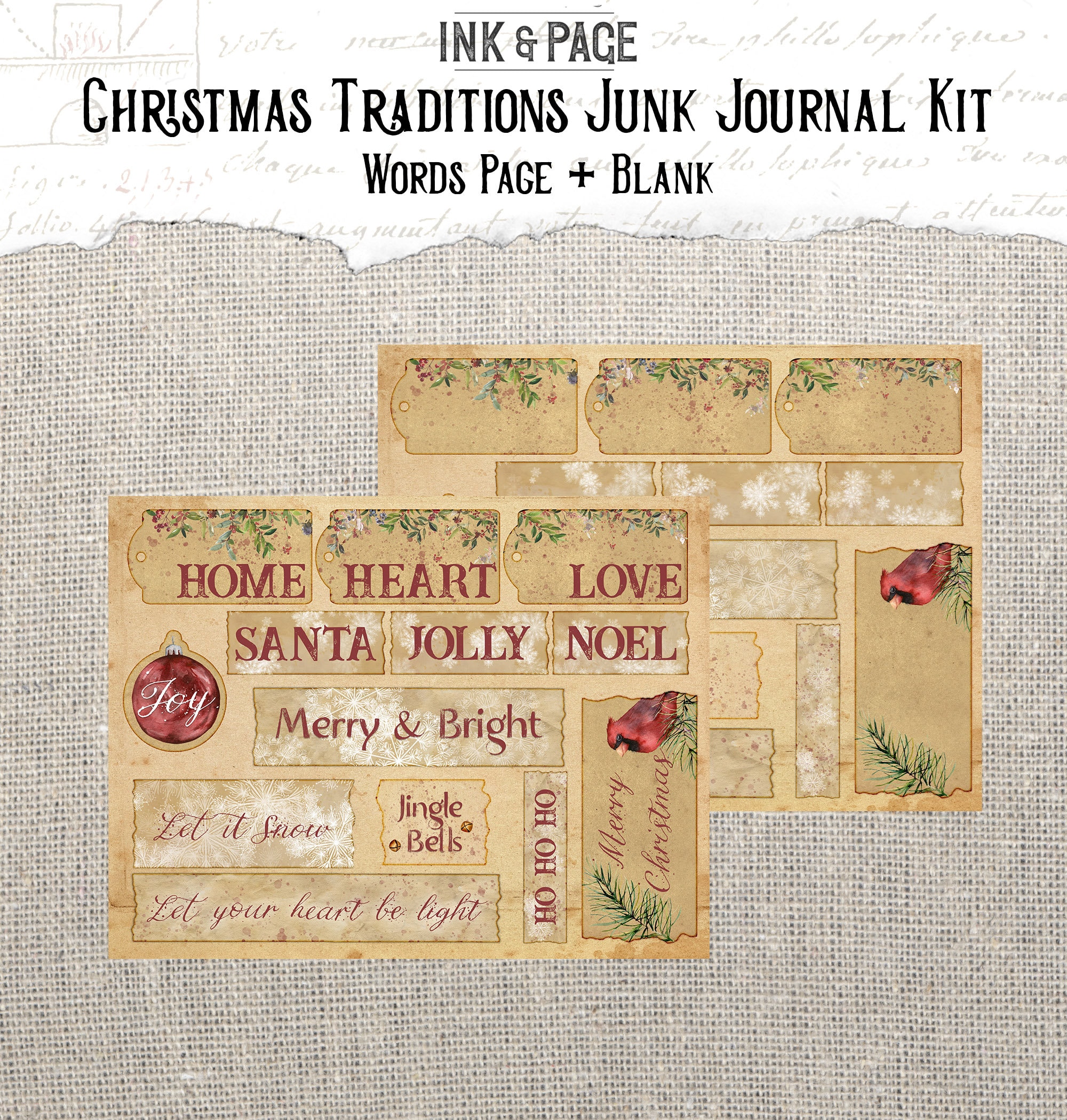Vintage Christmas Printable Junk Journal Kit Journaling - Etsy