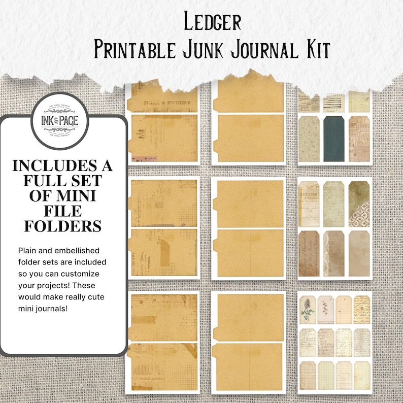 LEDGER Huge Junk Journal Printable Kit | Antique Journal Kit ...