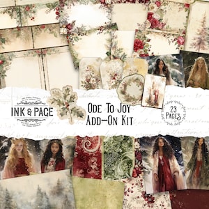 Ode to Joy Kit complementar para impressão de coisas efêmeras Junk Journal Yuletide Digital Download Tags de álbum de recortes de Natal Holly Visco Winter Wonderland