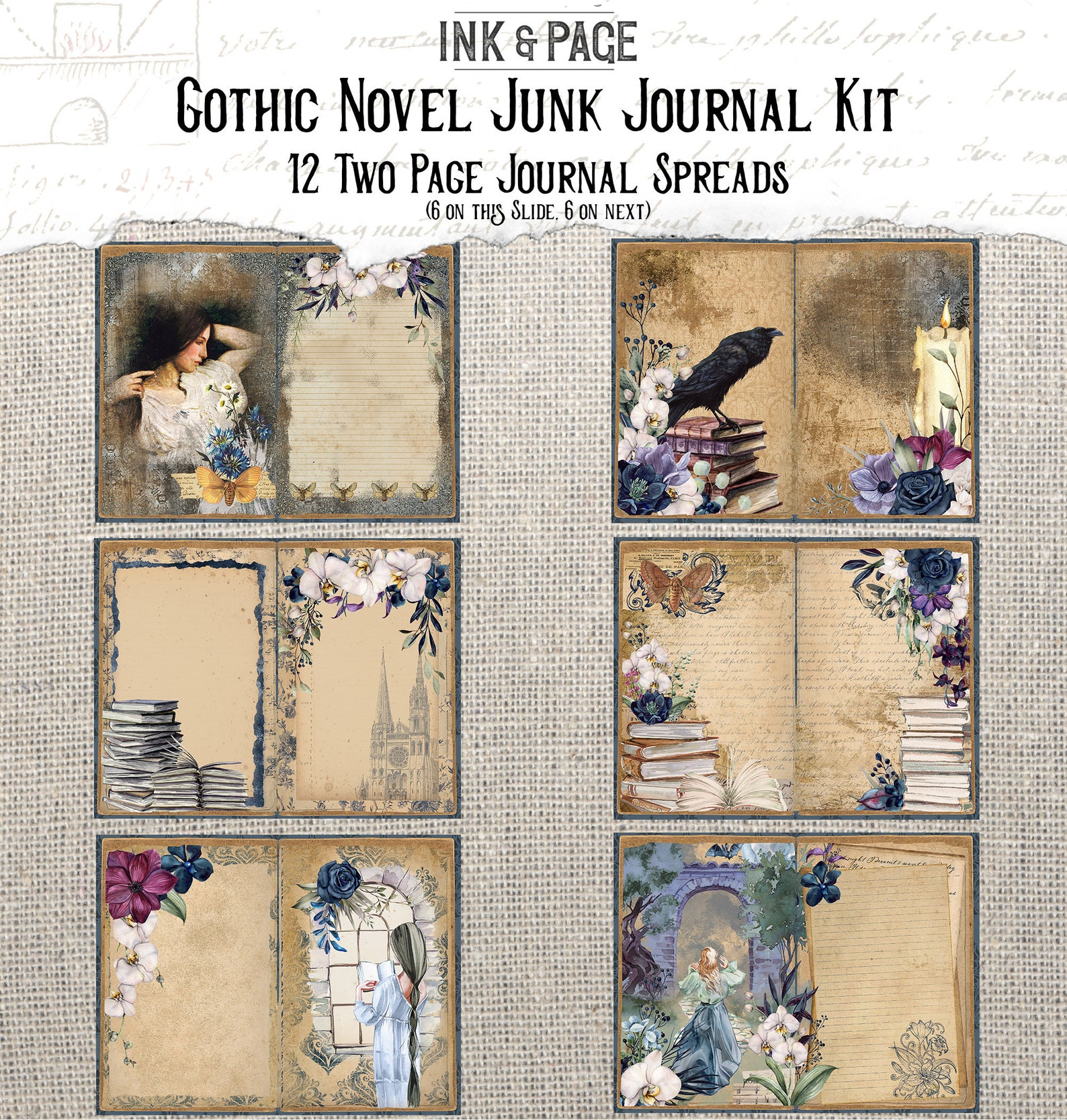 Gothic Novel Junk Journal Printable Kit, Dark Academia Digital Download ...