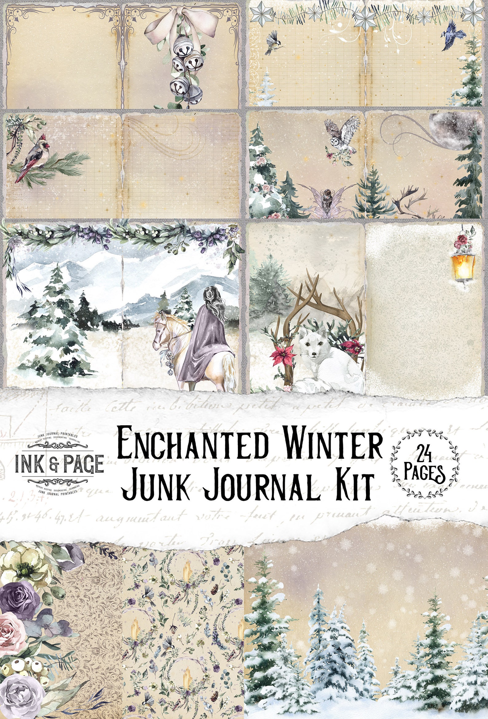 Enchanted Winter Junk Journal Printable Kit, Digital Download, Woodland ...
