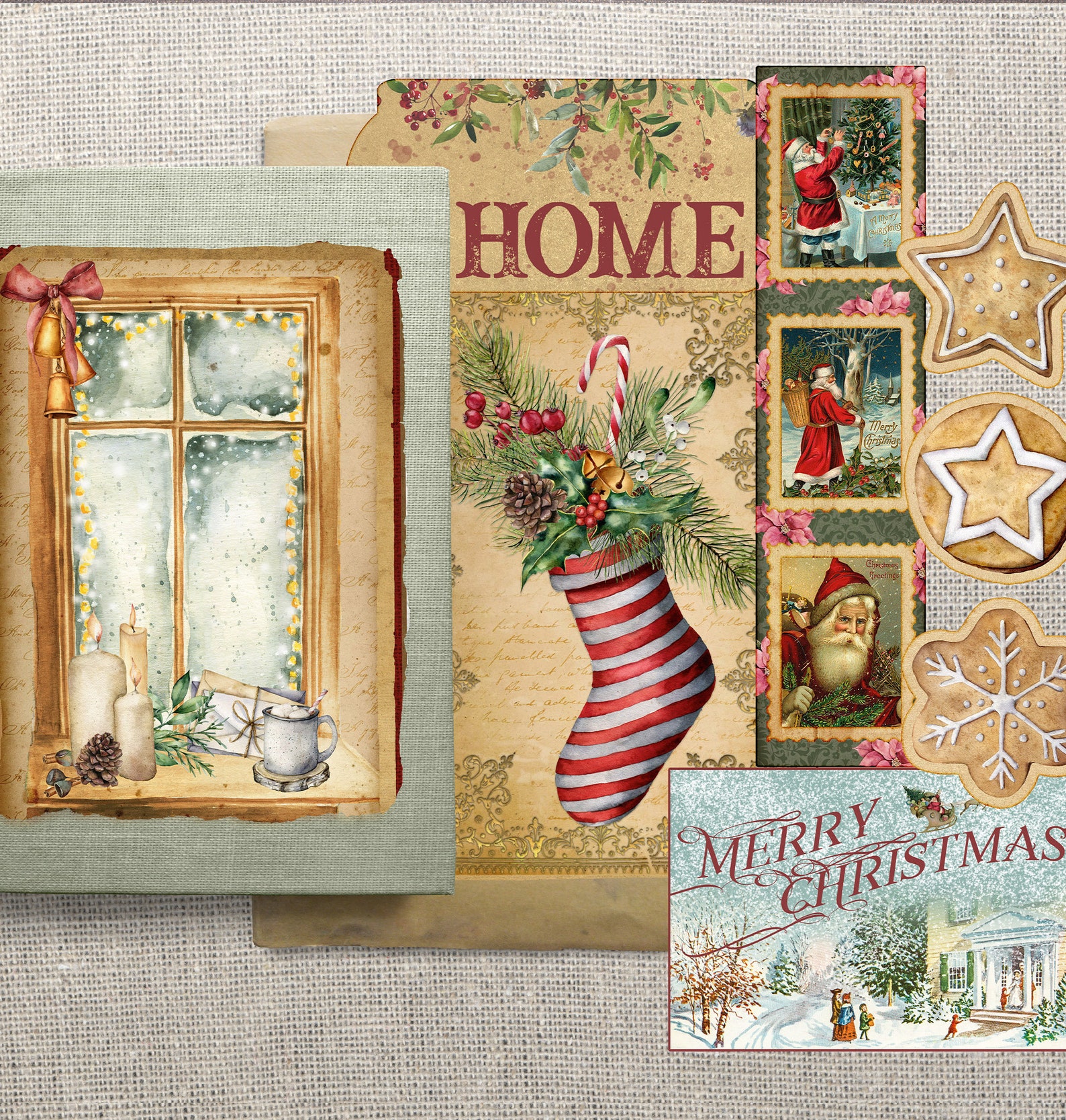 Vintage Christmas Printable Junk Journal Kit Journaling - Etsy