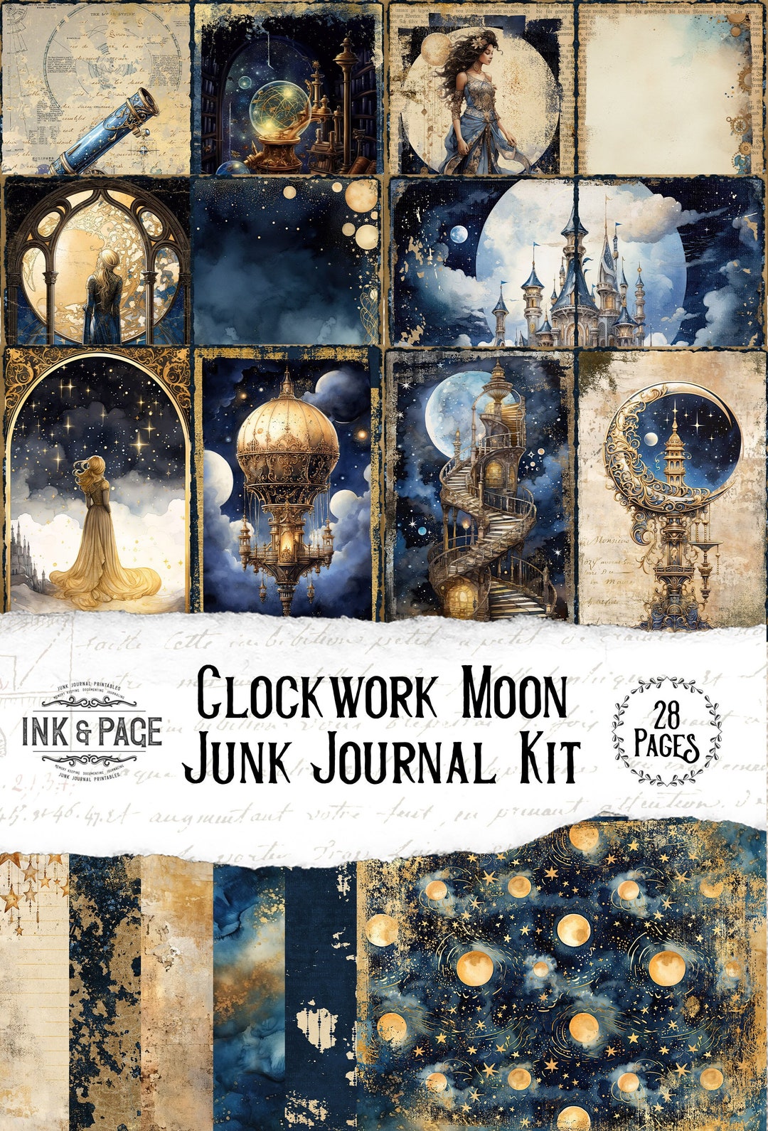 Moon Junk Journal Printable Kit Steampunk Celestial Digital - Etsy UK