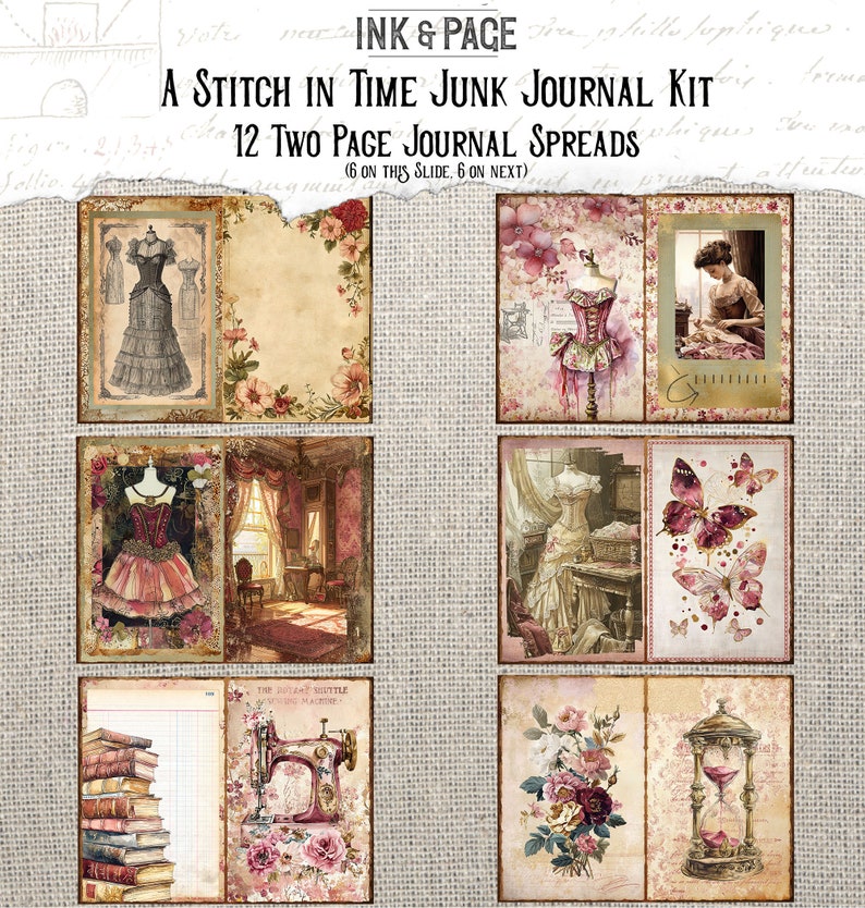 Stitch in Time Junk Journal Printable Kit Vintage Sewing Digital ...