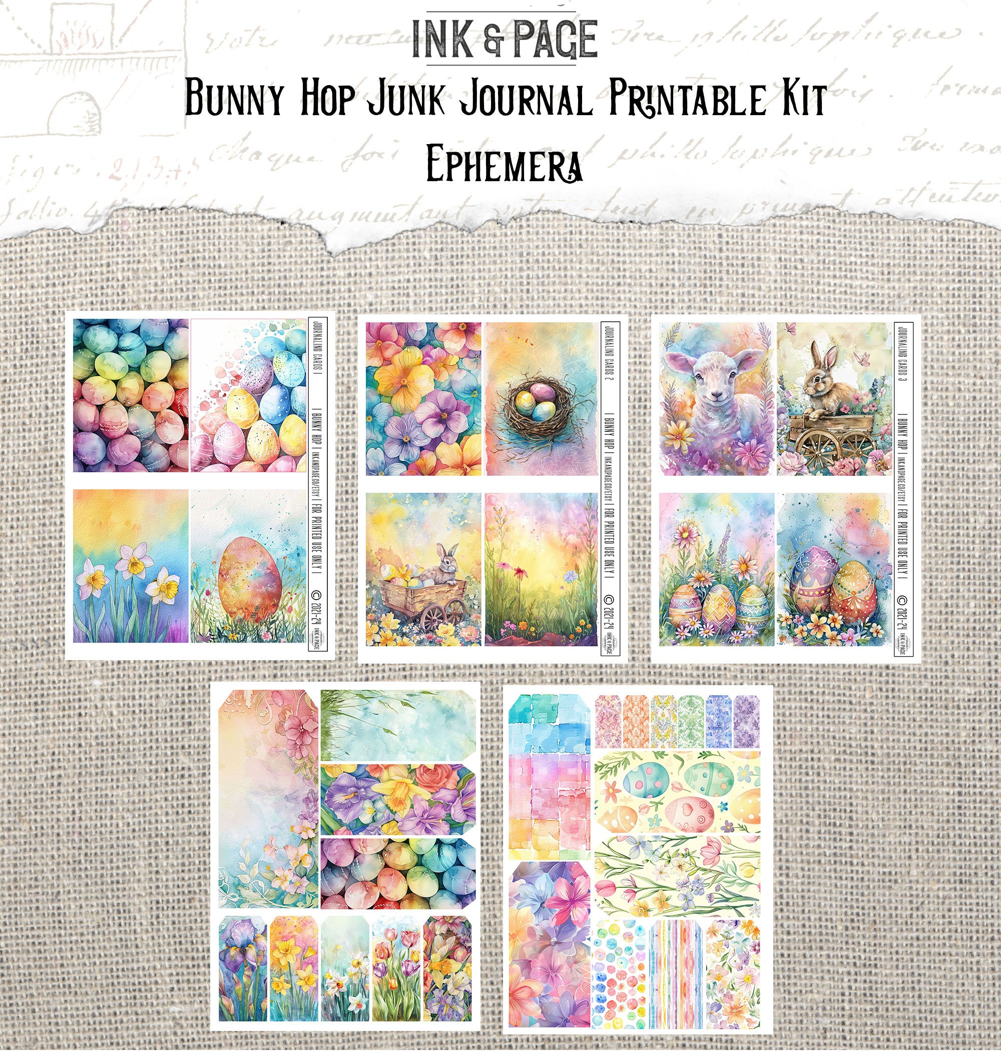 Bunny Hop Junk Journal Printable Easter Egg Digital Download Spring ...