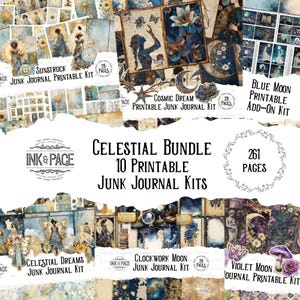 Celestial Mega Bundle of Junk Journal Printable Kit Lunar Magic Digital Download Scrapbook Celestial Ephemera Moths Wicca Book of Shadows