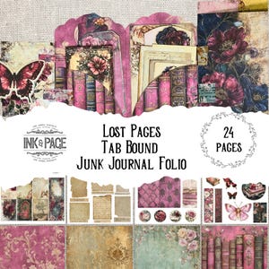 Lost Pages Tab Bound Junk Journal Folio Kit Grungy Victorian Rose Secret Library Ephemera Dark Academia Paper Craft Project Digital Download