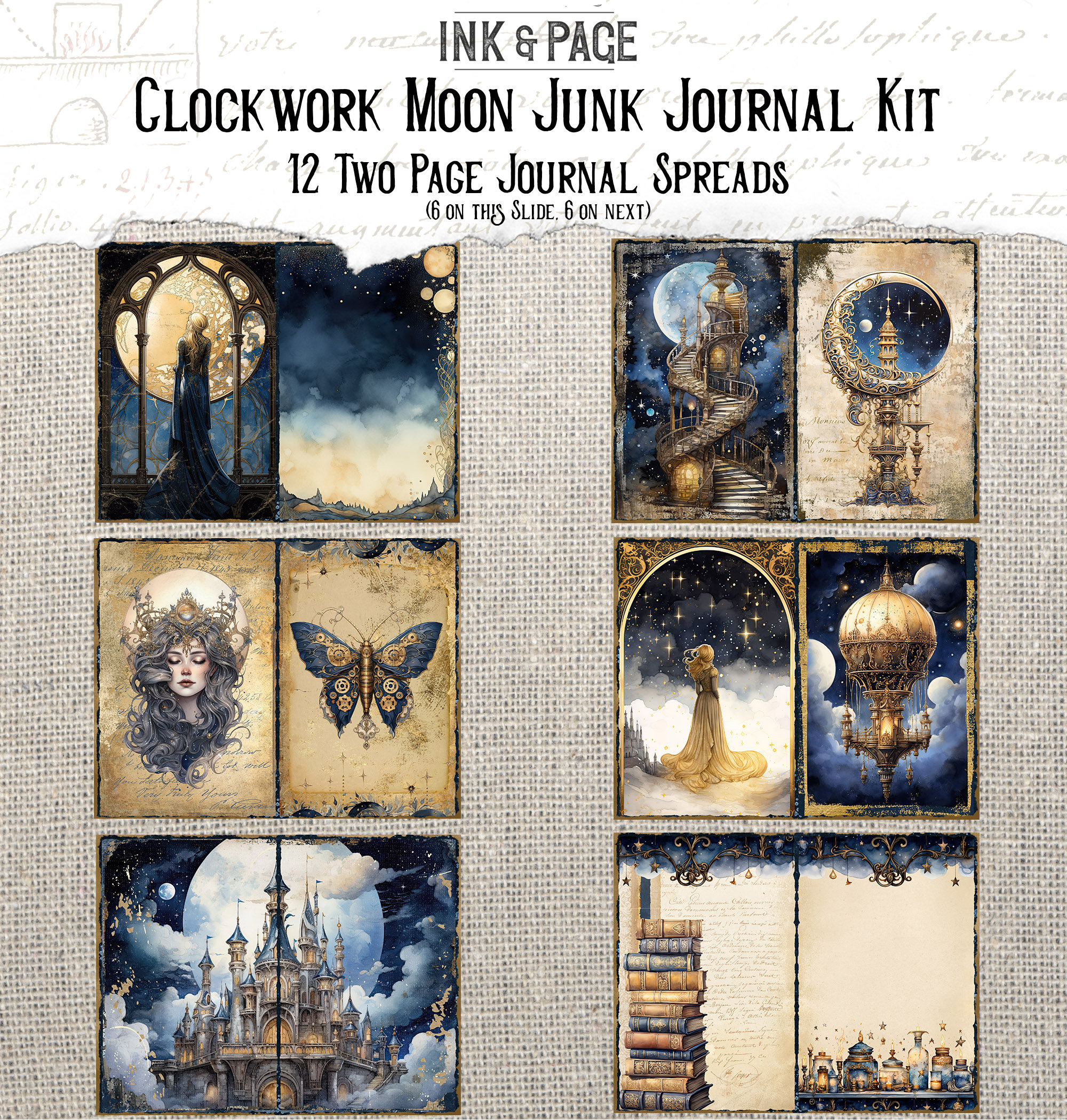Moon Junk Journal Printable Kit Steampunk Celestial Digital Download ...