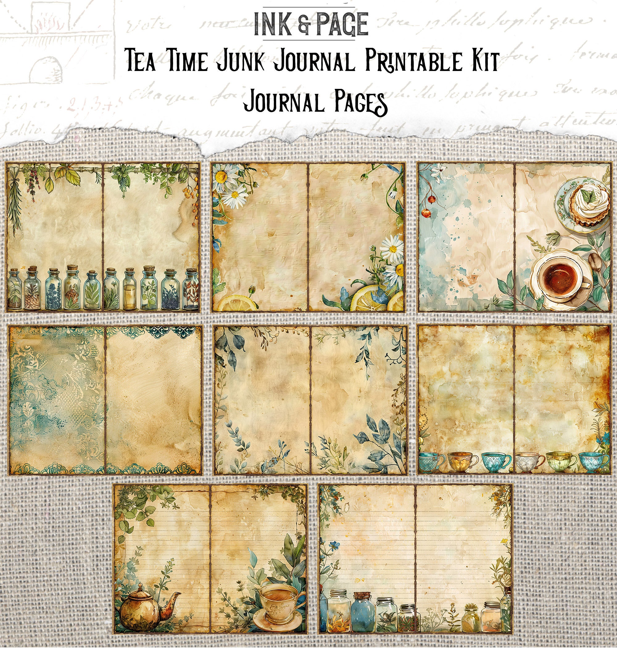 Tea Time Junk Journal Printable Kit Tea Party Digital Download Vintage ...