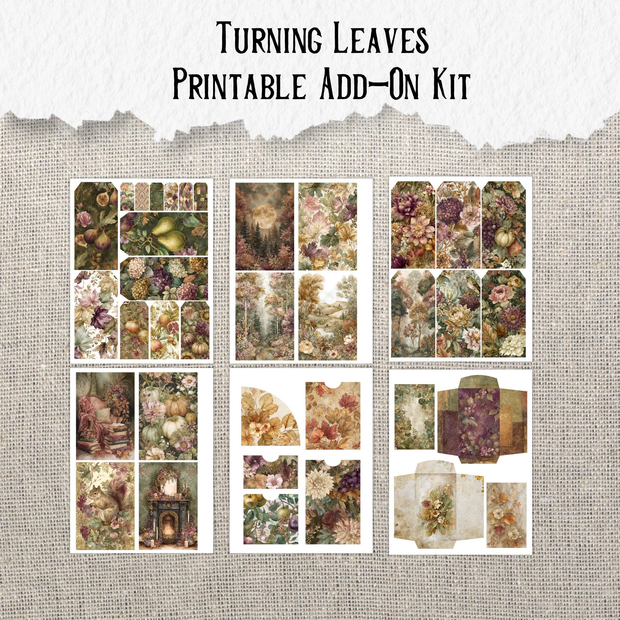 junkjournal【Herbst】 Autumn Junk Journal Kit: Turning Leaves, Vintage Florals (digital