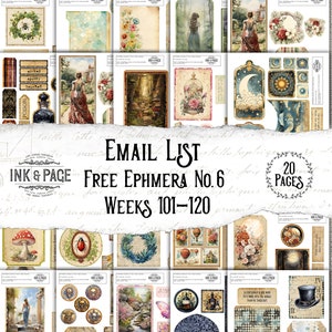 Afdrukbaar Junk Journal Gratis Ephemera Labels Afdrukbare Tags Freebies Pack 6 Inkt- en Paginatijdschriften E-maillijst Digitale Download Versieringen