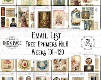 Printable Junk Journal Free Ephemera Labels Printable Tags Freebies Pack 6 Ink and Page Journals Email List Digital Download Embellishments