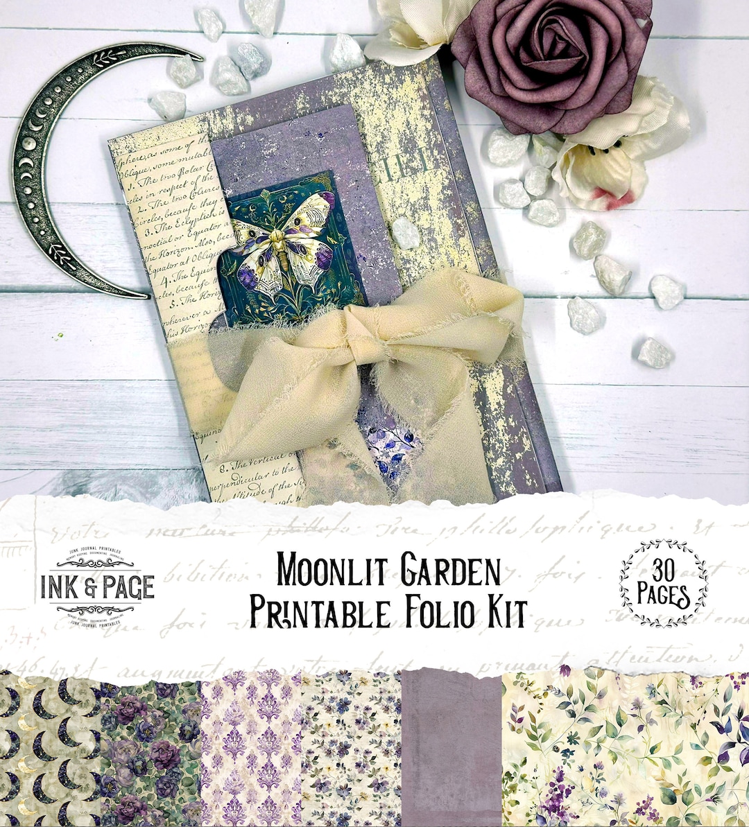 Moonlit Garden Folio Printable Junk Journal Ephemera Celestial Digital ...
