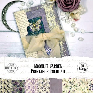 Moonlit Garden Folio Printable Junk Journal Ephemera Celestial Digital Download Pockets Magical Loaded Folder Scrapbook Paper Crafts Witchy