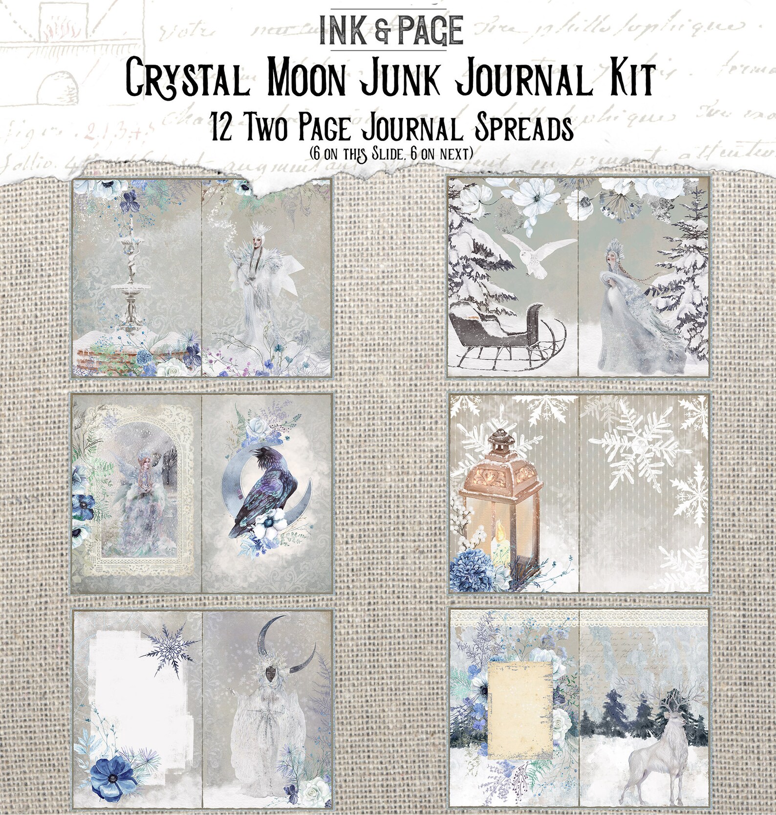 Crystal Moon Junk Journal Printable Kit, Snow Fairy Digital Download ...