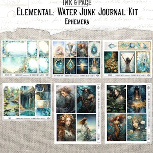 May include: A digital collage sheet featuring images of water, mermaids, and mythical creatures. The sheet is divided into nine sections, each showcasing a different image. The images range in style from realistic to whimsical. This sheet is ideal for scrapbooking, card making, and other paper crafts.