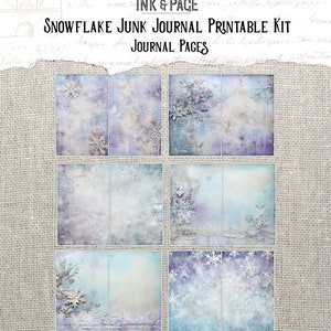 Snowflake Junk Journal Printable Kit Winter Grunge Digital Paper ...
