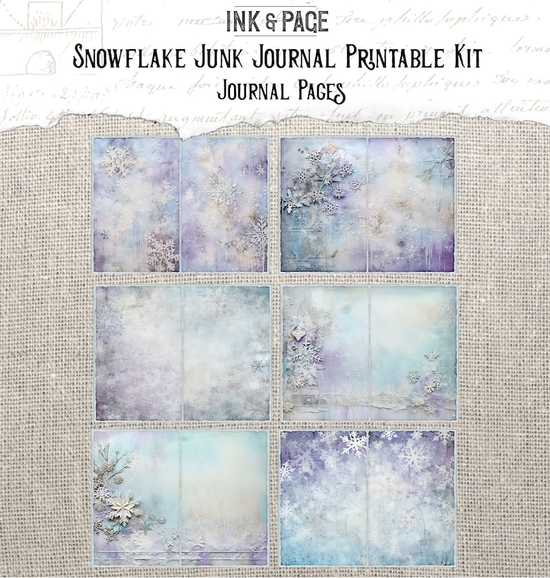 Snowflake Junk Journal Printable Kit Winter Grunge Digital Paper ...