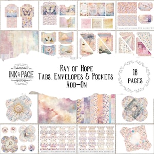 Ray of Hope Printable Junk Journal Ephemera Pastel Pockets Happy Digital Download Rainbow Envelopes Scrapbook Tuck Spots Inspirational Quote