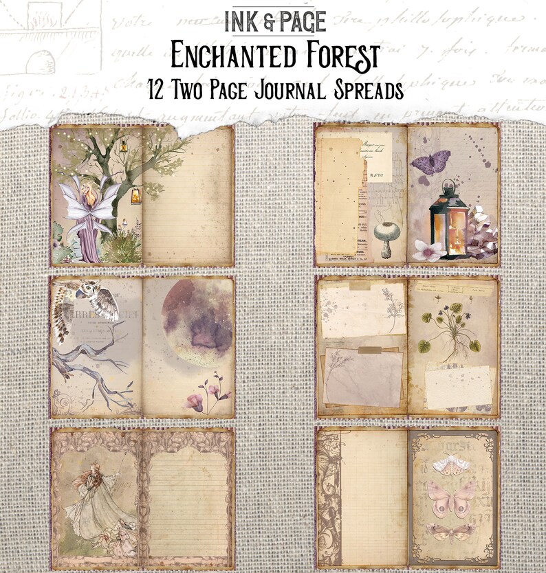 Enchanted Forest Junk Journal Printable Kit, Vintage Ephemera, Woods ...
