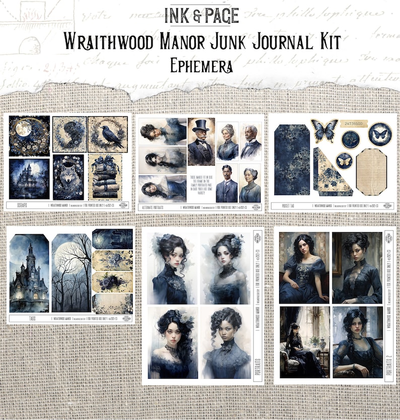 Wraithwood Manor Junk Journal Printable Kit Gothic Digital Download ...