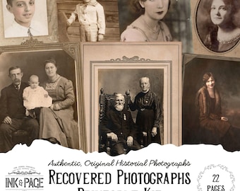 Recovered Photographs Printable Kit| Authentic Historical Photographs | Vintage Ephemera for Junk Journals Digital Download
