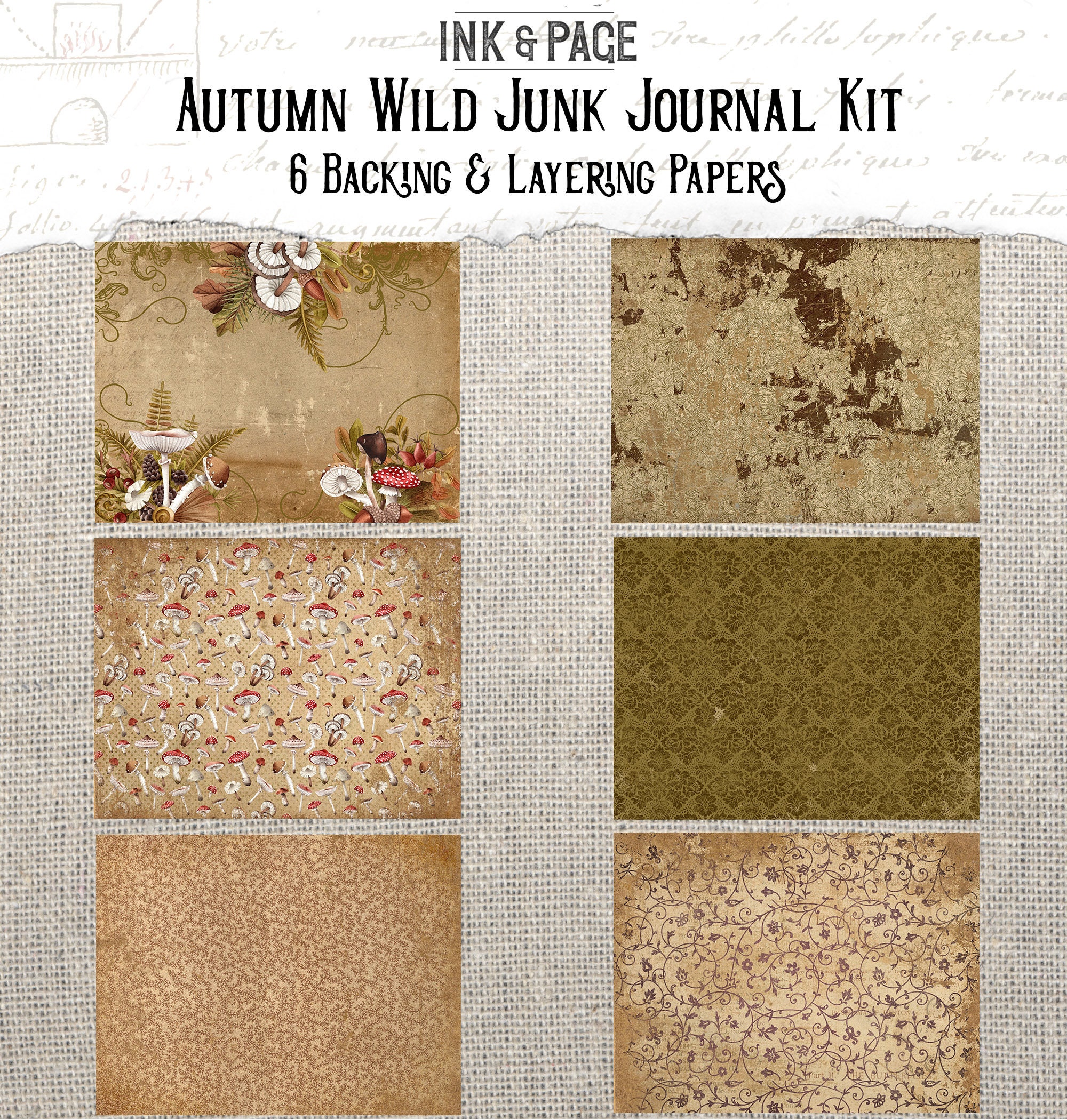 Autumn Wild Junk Journal Printable Kit, Fall Mushroom Digital Download ...