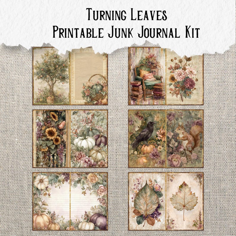 Autumn Junk Journal Printable Kit: Vintage Botanical Ephemera (digital ...