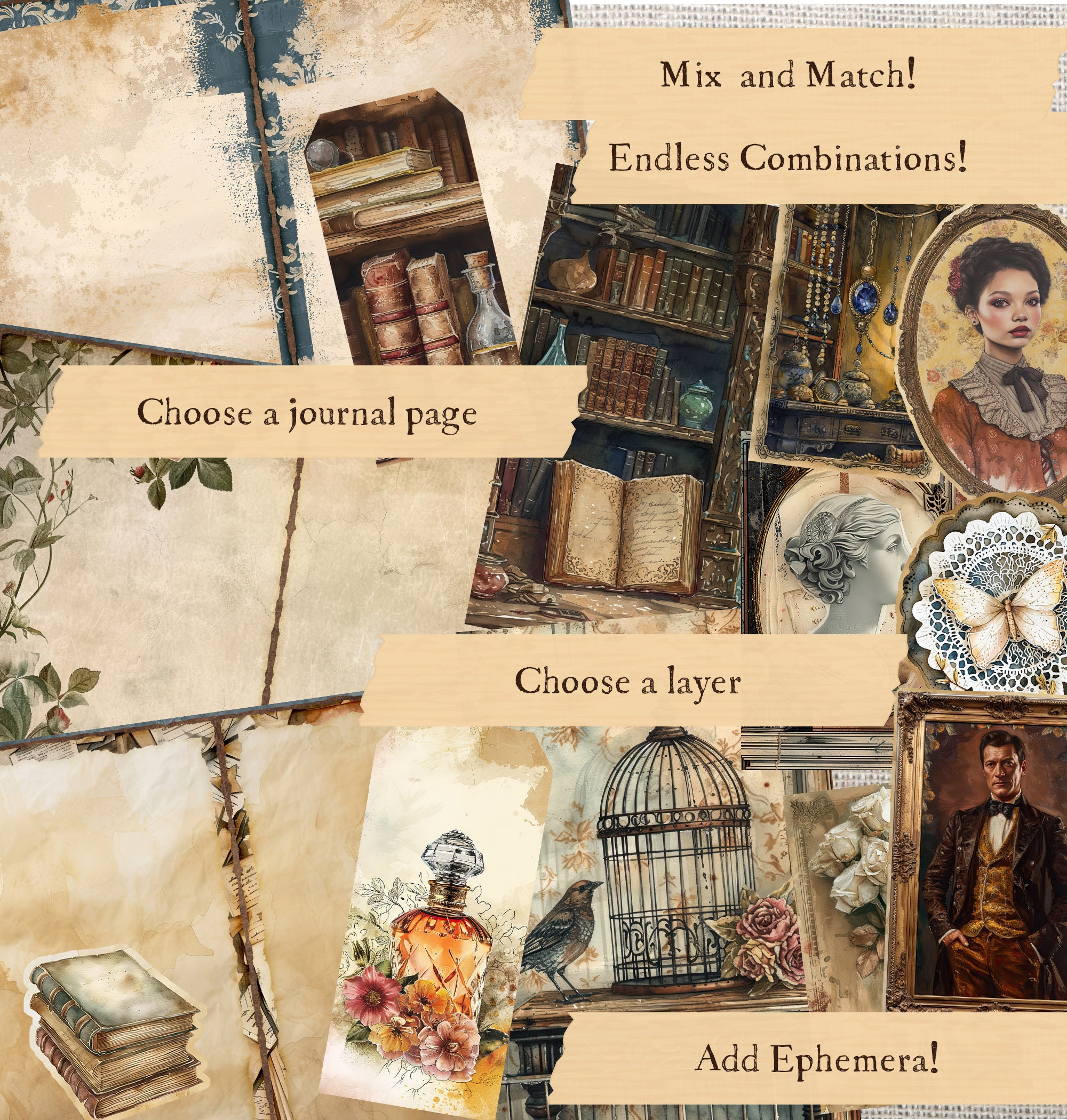Antique Shop Junk Journal Printable Kit Shabby Chic Digital Download ...