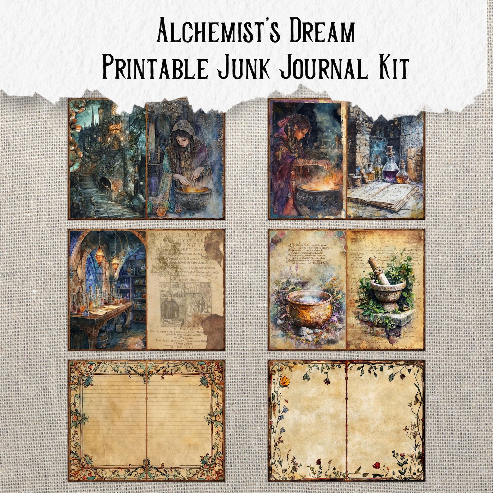 Alchemist's Dream Junk Journal Printable Kit Mysterious Digital ...