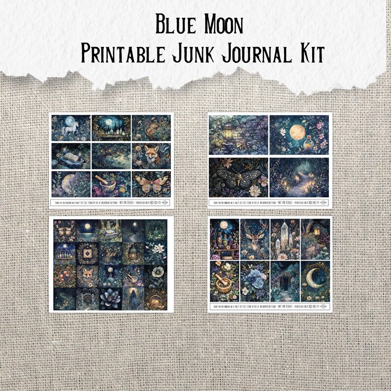 Blue Moon Junk Journal Printable Kit Lunar Magic Digital Download ...