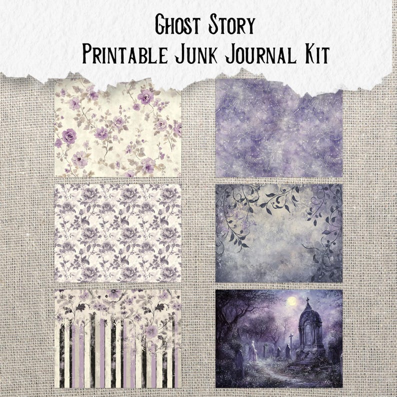 Ghost Story Junk Journal Printable Kit Haunted House Digital Download Halloween Ephemera Dark Gothic Victorian Mysterious Scrapbook Paper bild 7