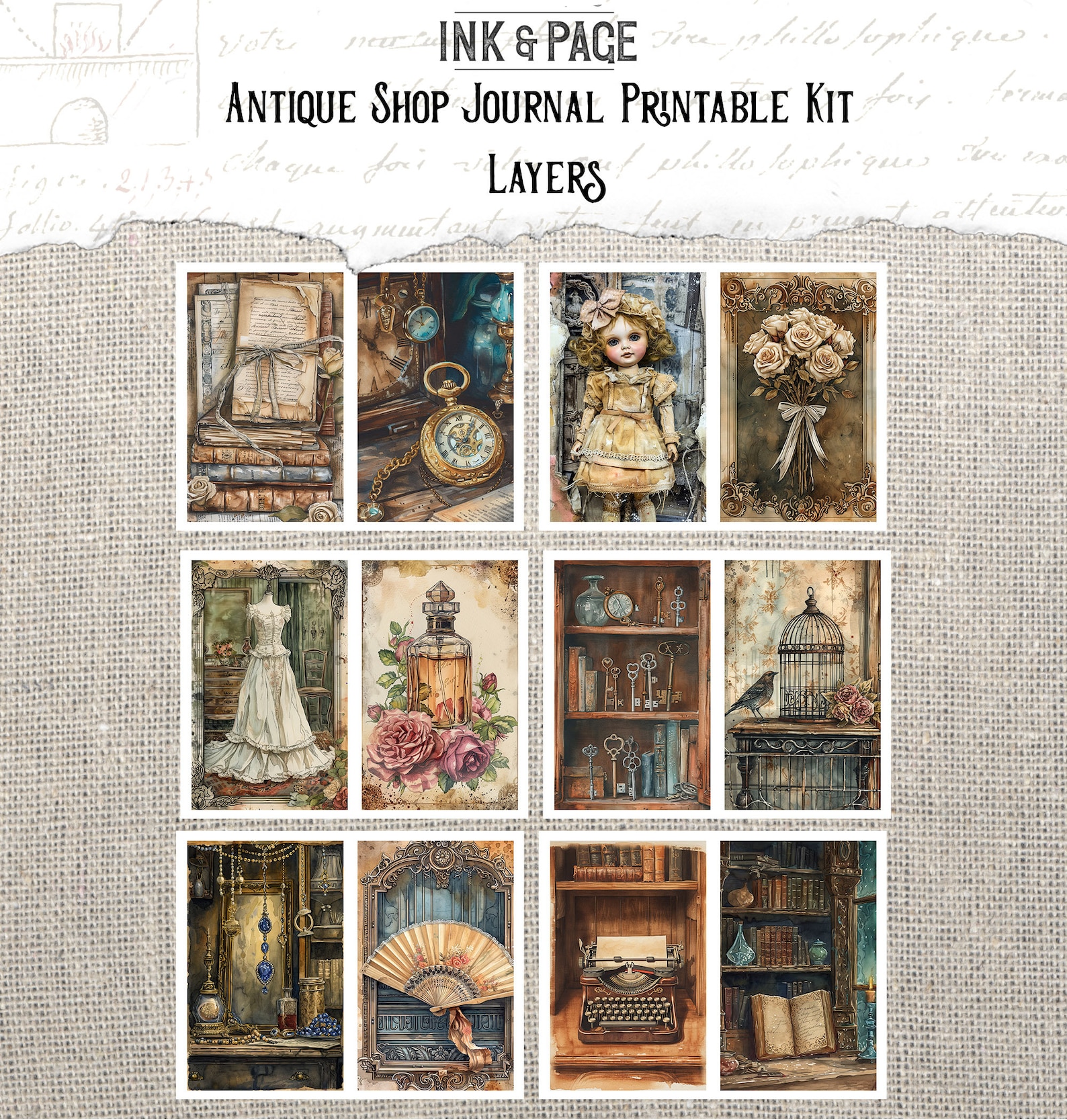 Antique Shop Junk Journal Printable Kit Shabby Chic Digital Download ...