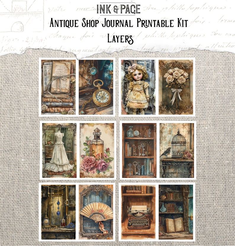Antique Shop Junk Journal Printable Kit Shabby Chic Digital Download ...