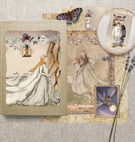 Paper Scrapbook Paper Enchanted Forest Printable Junk Journal Kit Fairy ...