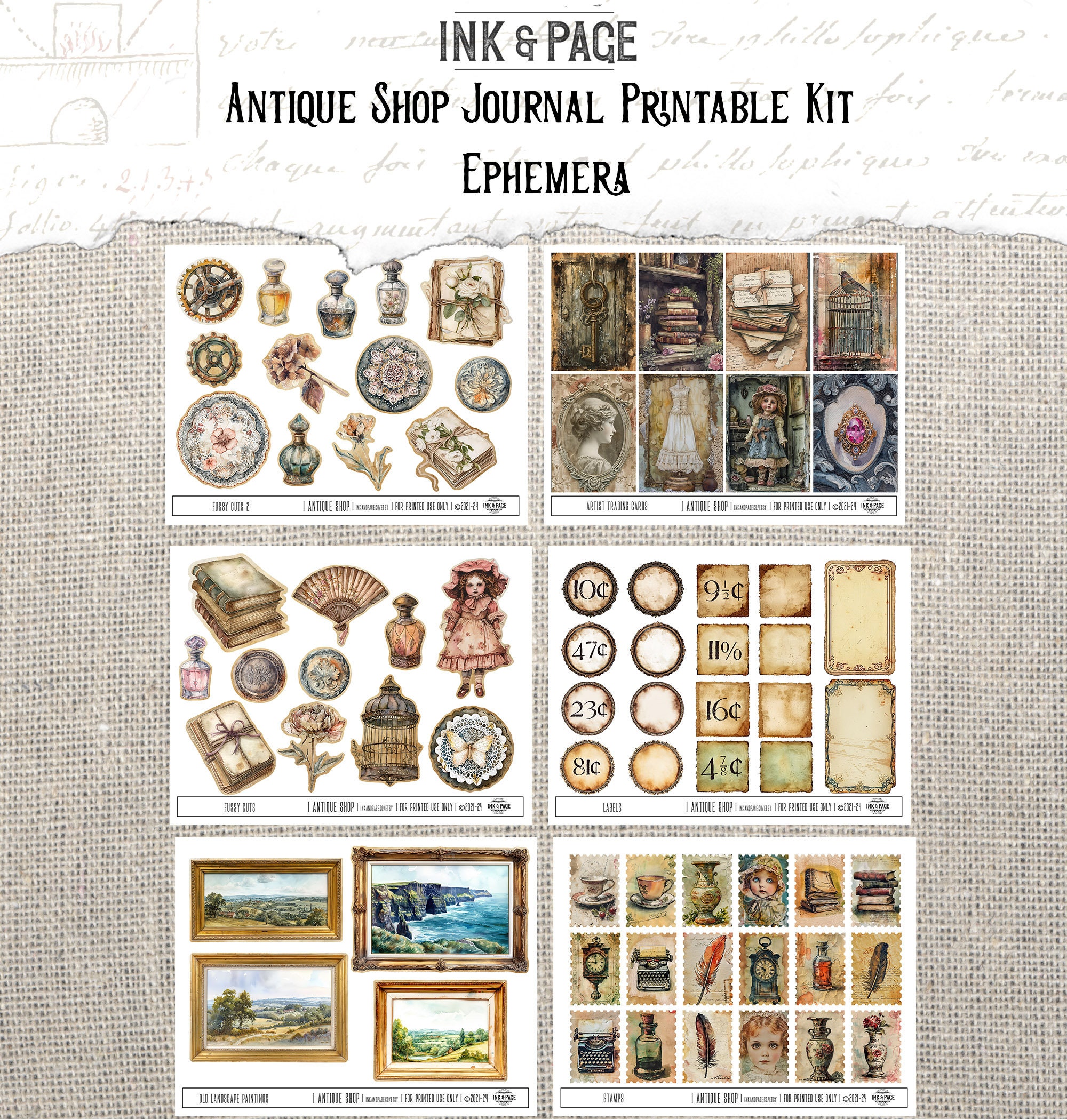 Antique Shop Junk Journal Printable Kit Shabby Chic Digital Download ...