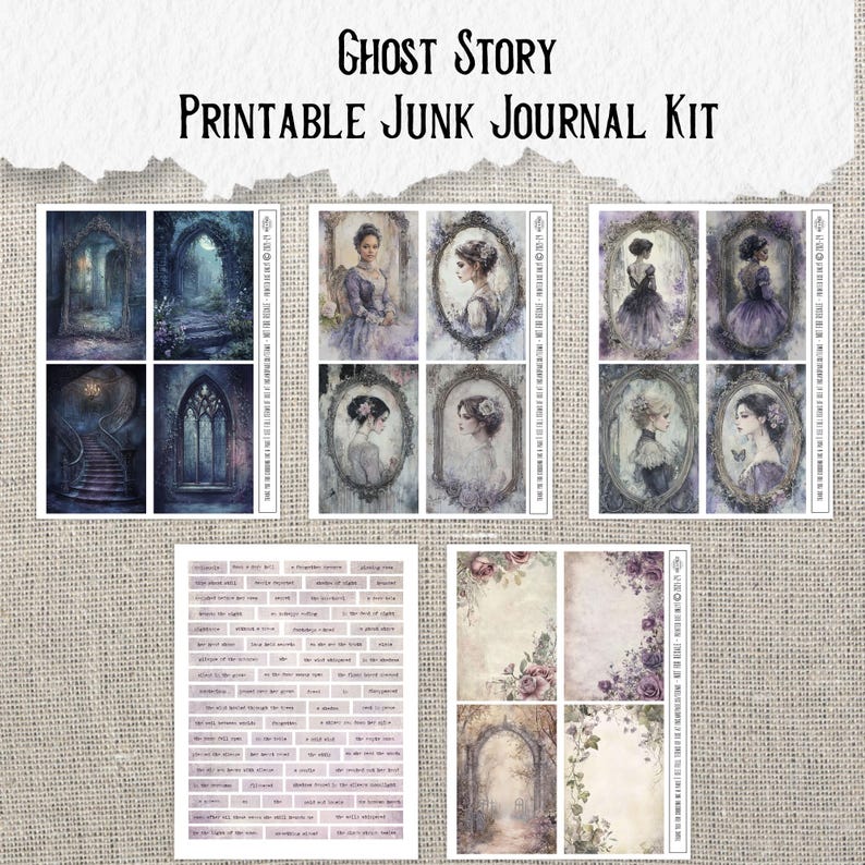 Ghost Story Junk Journal Printable Kit Haunted House Digital Download Halloween Ephemera Dark Gothic Victorian Mysterious Scrapbook Paper bild 6