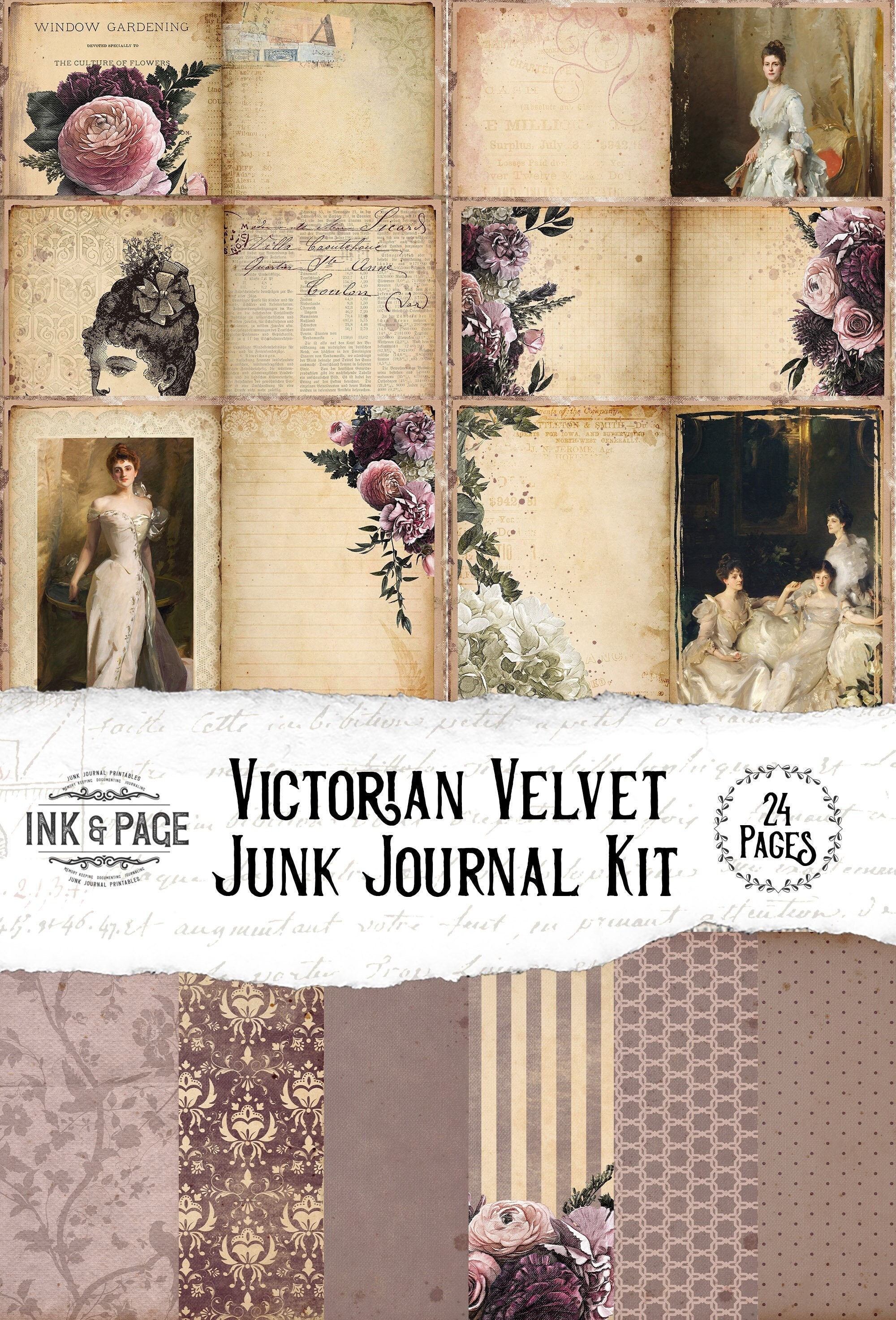 Victorian Junk Journal Printable, Vintage Digital Download