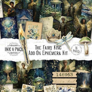 De Fairy King afdrukbare Ephemera Add-On Kit mannelijke Fae digitale download Fantasy afdrukbare Scrapbook papier betoverde bos versieringen