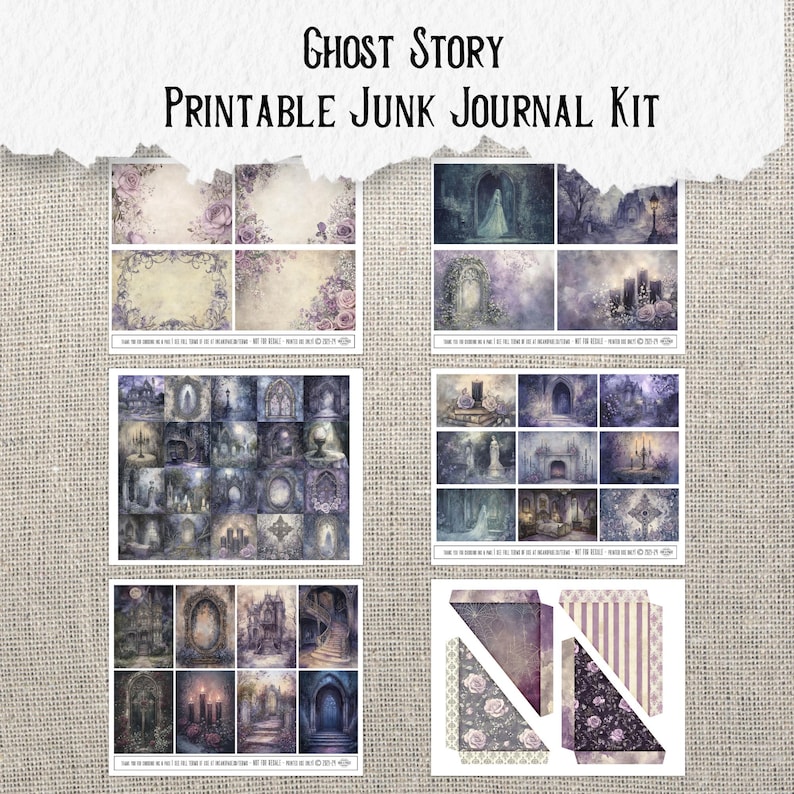 Ghost Story Junk Journal Printable Kit Haunted House Digital Download Halloween Ephemera Dark Gothic Victorian Mysterious Scrapbook Paper bild 4