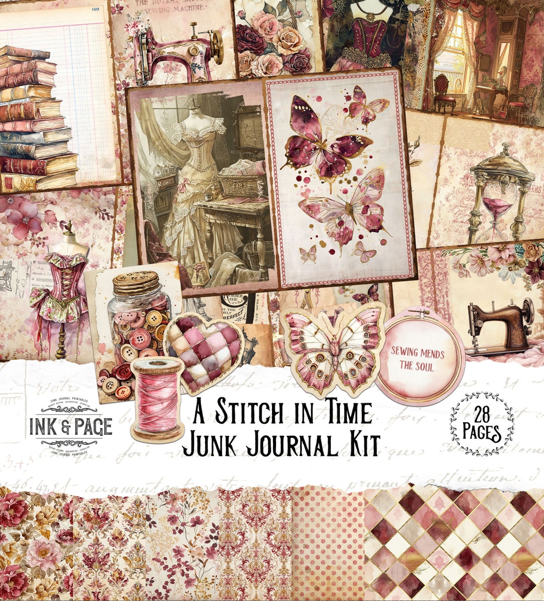 Stitch in Time Junk Journal Printable Kit Vintage Sewing Digital ...