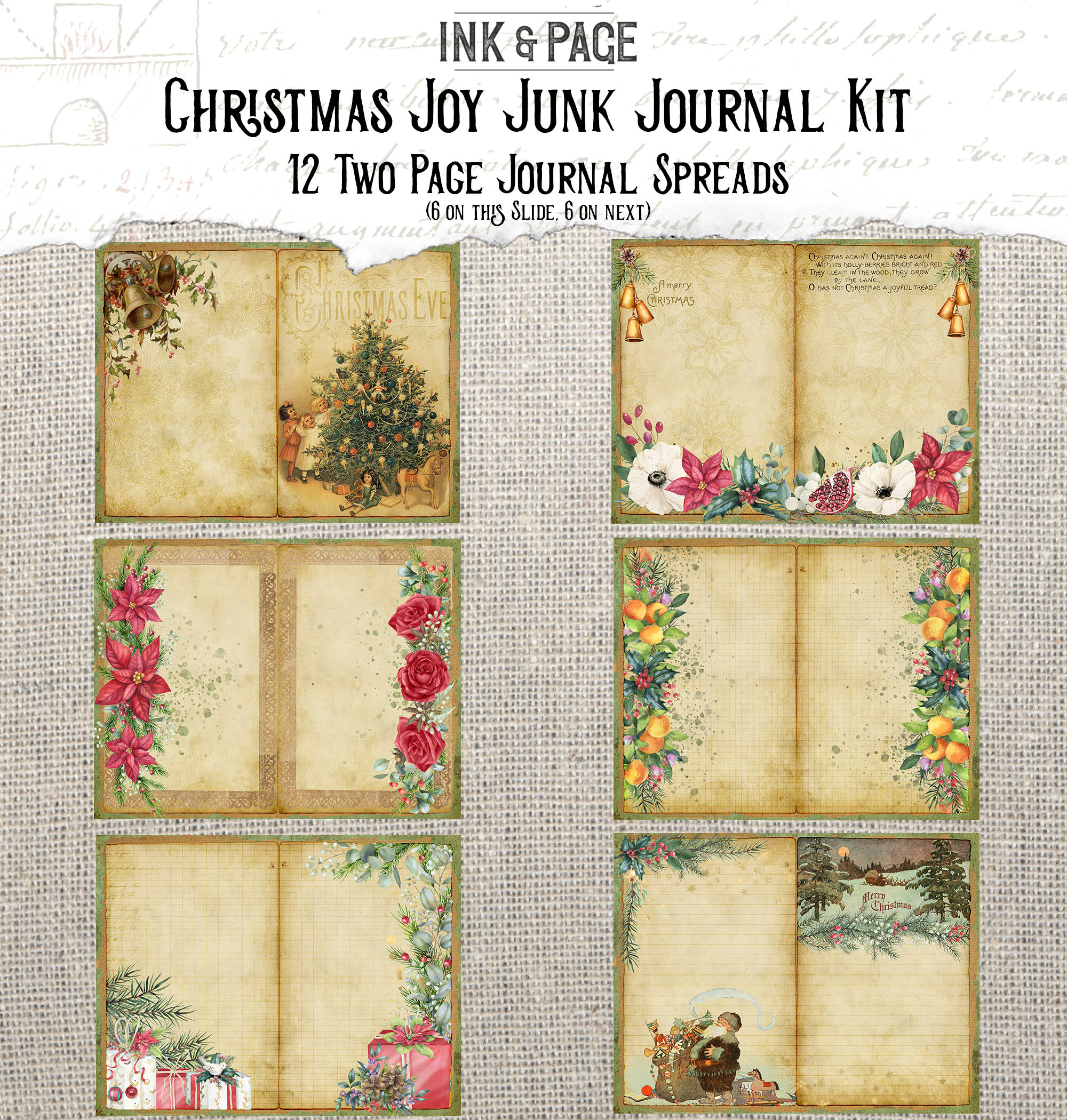 Christmas Joy Junk Journal Kit Printable Holiday Ephemera - Etsy