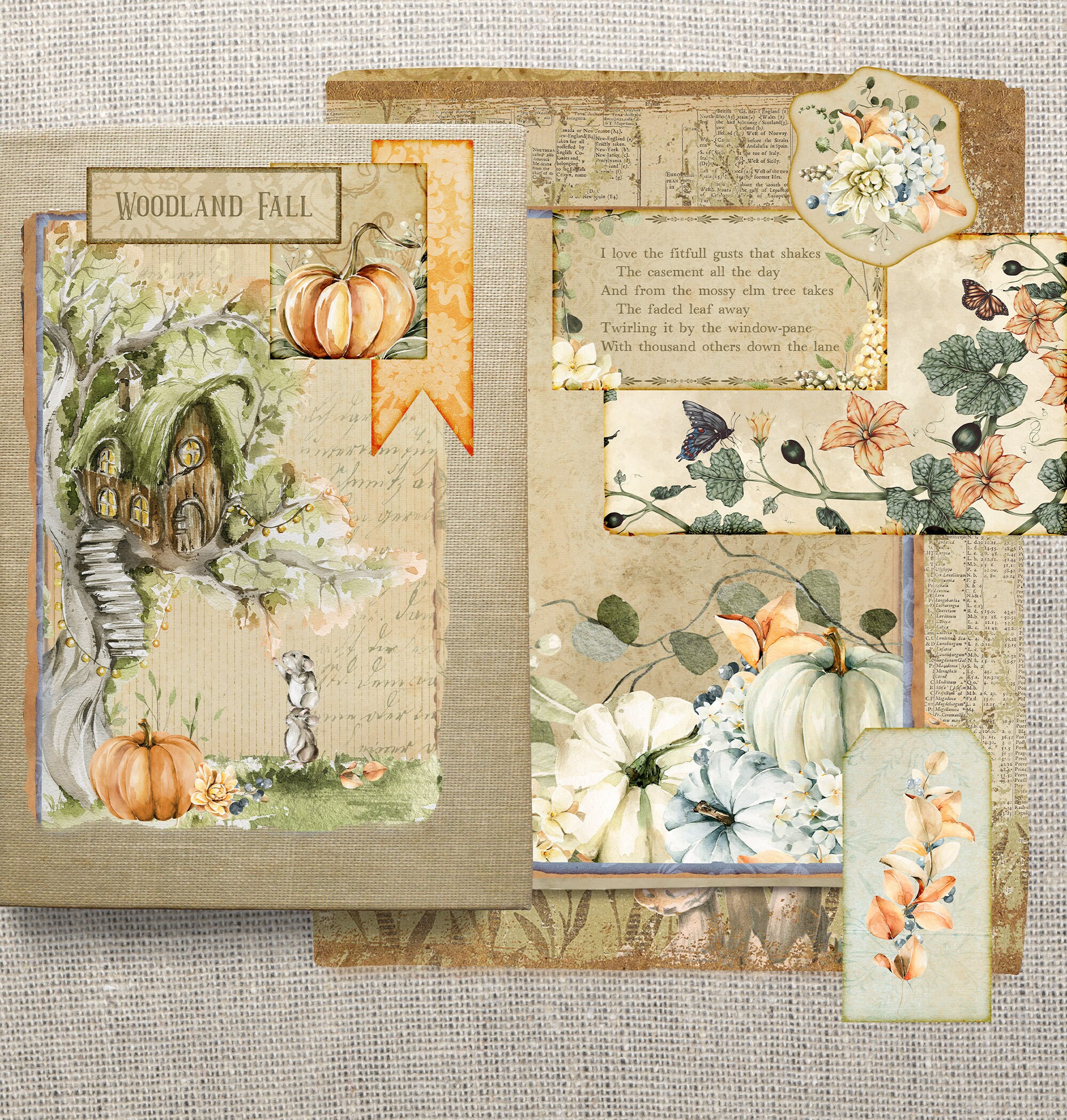 Woodland Fall Junk Journal Printable Kit, Vintage Forest, Shabby Chic ...