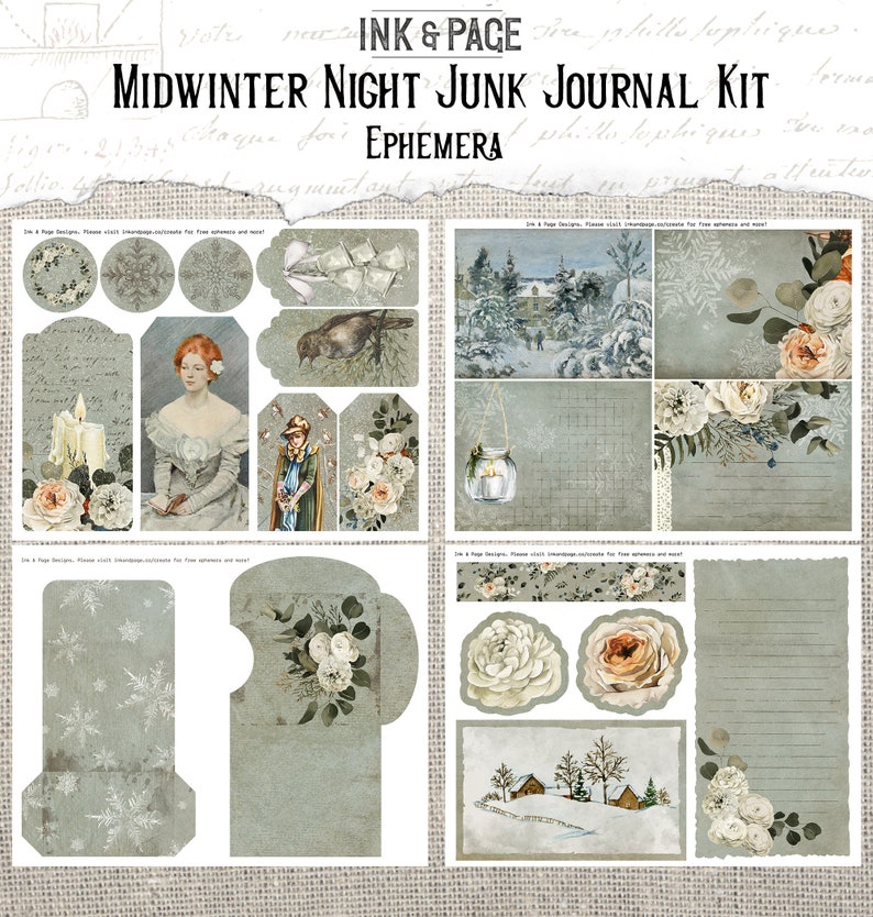Printable Winter Junk Journal Kit, Forest ,vintage Digital Paper ...
