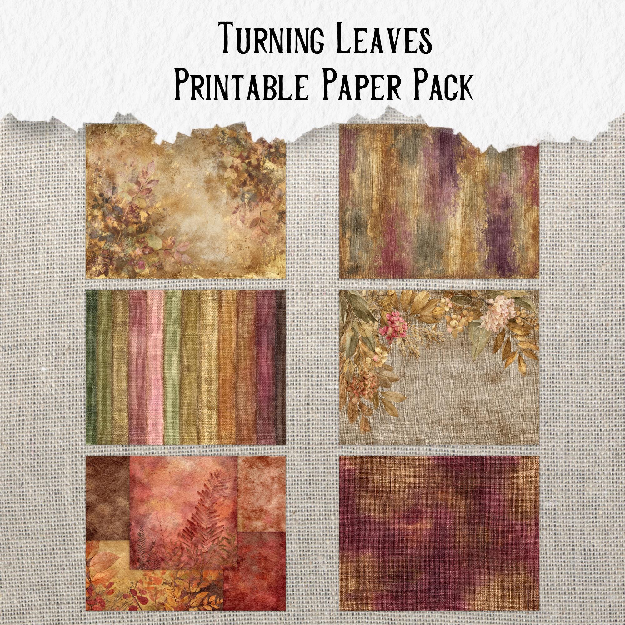 Autumn Leaves Printable Paper Pack: Floral Fall Digital Download for ...