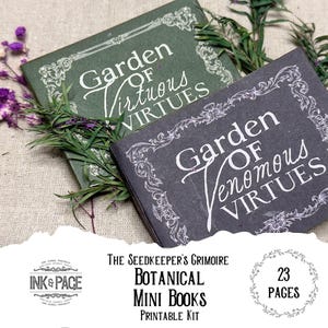 Minituinboeken afdrukbaar | Kit voor ongewenste dagboeken | Botanische grimoire-verschijnselen | Genezende en gifplanten | Grimoire van de zaadbewaarder