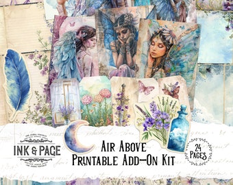 Air Elemental Add-On Ephemera Junk Journal Printable Kit Four Elements Digital Download Fairy Scrapbook Nature Pockets Bullet Journal Tags