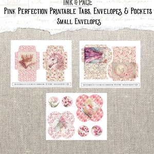 Pink Perfection Printable Ephemera Junk Journal Kit Petal Envelopes ...